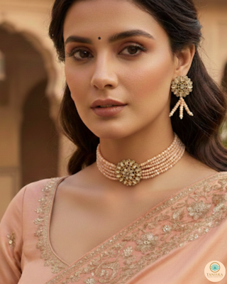The Royal Blush Reverse AD Choker Necklace Set