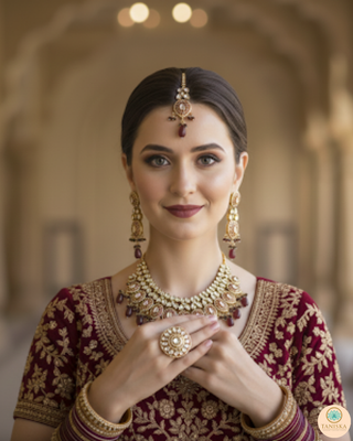 The Ruby Rose Meenakari Necklace Set - Uncut Kundan