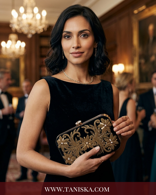 The Midnight Velvet Gilded Bloom Clutch
