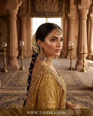 Royal Champagne Filigree Earring & Tikka Set
