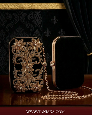 The Midnight Velvet Gilded Bloom Clutch