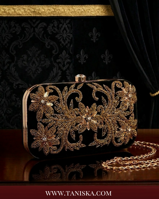 The Midnight Velvet Gilded Bloom Clutch