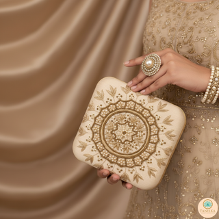 The Ivory Square Mandala Clutch Bag