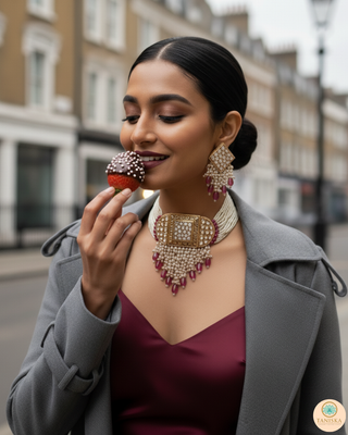 ISHANA Ruby Uncut-Kundan Necklace/Choker Set