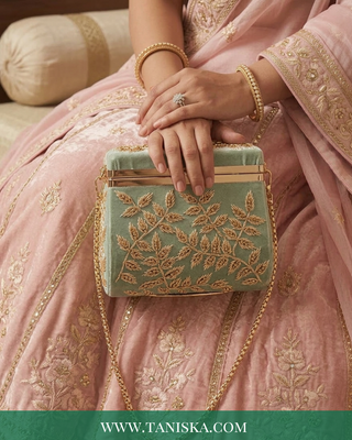 The Mint Meadow Velvet Clutch