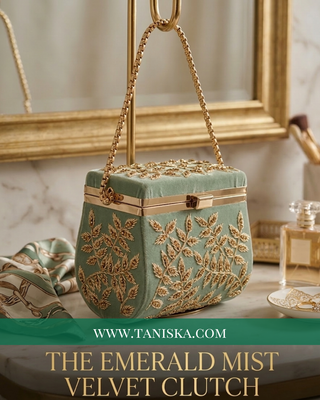 The Mint Meadow Velvet Clutch
