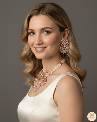 ARSHPREET Baby Pink Uncut-Kundan Necklace/Choker Set