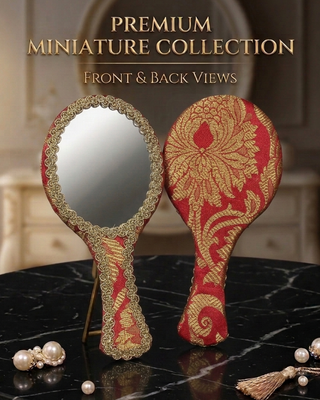 Artisanal Zari Miniature Hand Mirror - Red