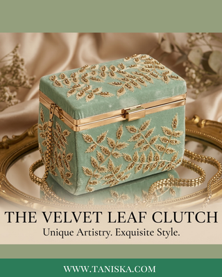 The Mint Meadow Velvet Clutch