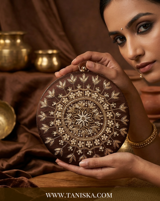 The Espresso Mandala Artisan Circle Clutch