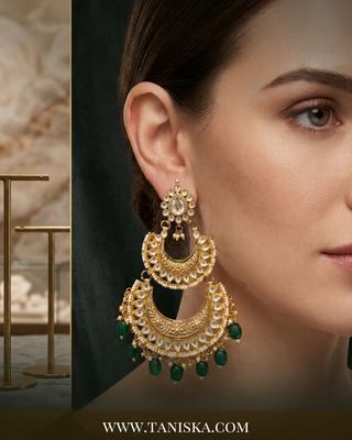 Emerald & Pearl Kundan Chandbalis