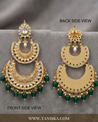 Emerald & Pearl Kundan Chandbalis