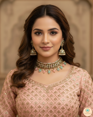 LIYANA Golden (Mint/Baby Pink) Necklace Set