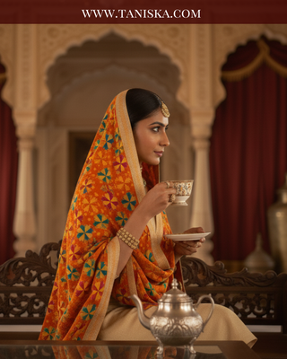The Virasat Bagh | Hand-Embroidered Dholi Phulkari Dupatta