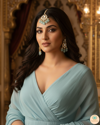 ISHIKA Kundan Necklace Set (Sky Blue)