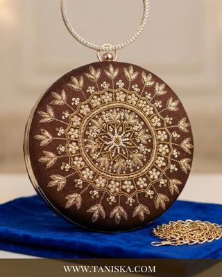 The Espresso Mandala Artisan Circle Clutch
