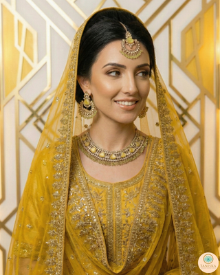 HANIYA Designer Lemon Yellow Necklace Set