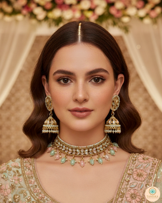 LIYANA Golden (Mint/Baby Pink) Necklace Set