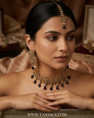Midnight Bloom Antique Gold Jewelry Set