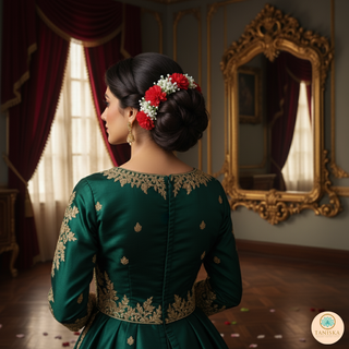 Red Flower Gajra - Hair Accessory - (Single Piece)
