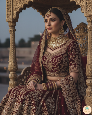 The Regal Baarat Heritage Bridal Choker Set - (Limited Edition) - Golden / Maroon