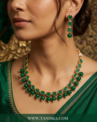 The Emerald Meenakari Kundan Set