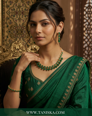The Emerald Meenakari Kundan Set