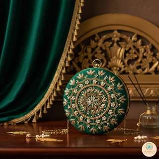 The Emerald Mandala Clutch Bag