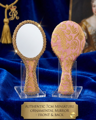 Artisanal Zari Miniature Hand Mirror - Baby Pink