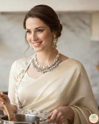 ROYAL Kundan Necklace Set - Charcoal Grey (with Meenakari)
