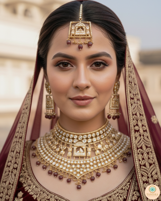 The Regal Baarat Heritage Bridal Choker Set - (Limited Edition) - Golden / Maroon