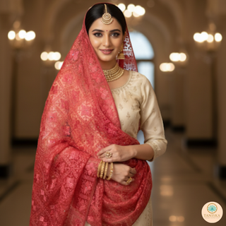 The Coral Ember Phulkari Dupatta