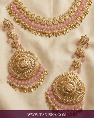 Elegant Rose & Gold-Plated Filigree Jewelry Set