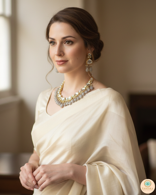 ROYAL Kundan Necklace Set - Charcoal Grey (with Meenakari)