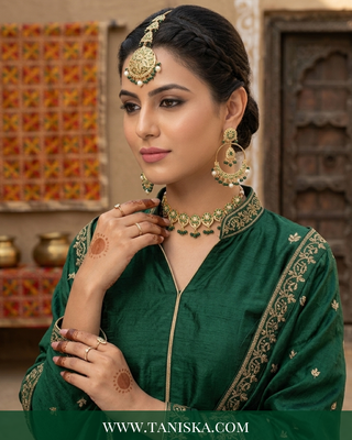 Emerald Radiance Gold-Tone Maang Tikka