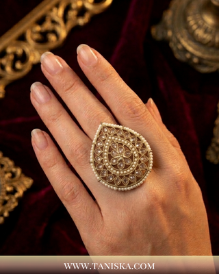 The Ivory Shikhara Teardrop Ring