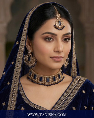 Regal Sapphire & Antique Gold Choker Set