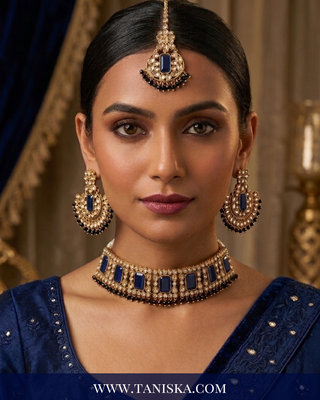 Regal Sapphire & Antique Gold Choker Set