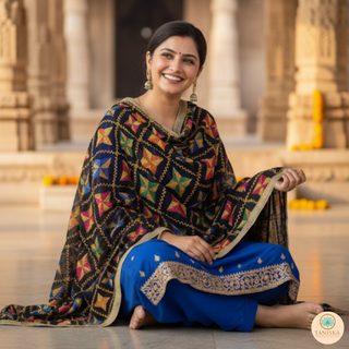 The Midnight Star Bloom Phulkari Dupatta
