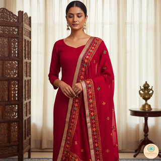 The Rich Merlot Phulkari Dupatta