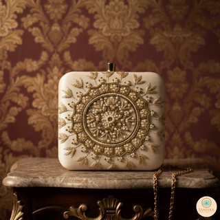 The Ivory Square Mandala Clutch Bag