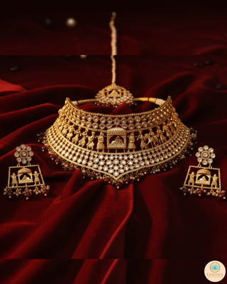 The Regal Baarat Heritage Bridal Choker Set - (Limited Edition) - Golden / Maroon