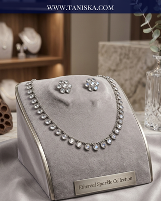 Silver Circular Halo Jewelry Set