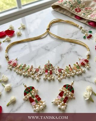 Baraat Heritage Enamel & Pearl Jewelry Set