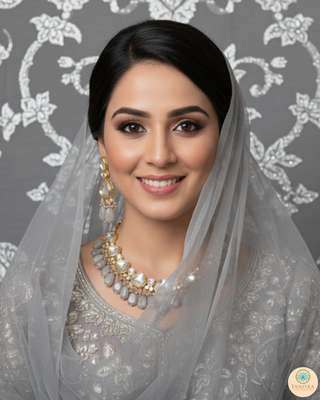 ROYAL Kundan Necklace Set - Charcoal Grey (with Meenakari)