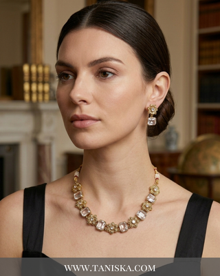 Radiant Crystal & Floral Gold-Tone Set