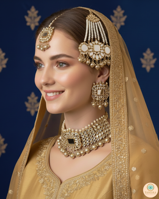 HARLEEN Golden Glass Necklace Set