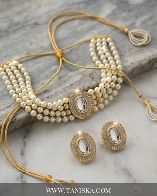 Timeless Pearl & Oval Stone Jewelry Set