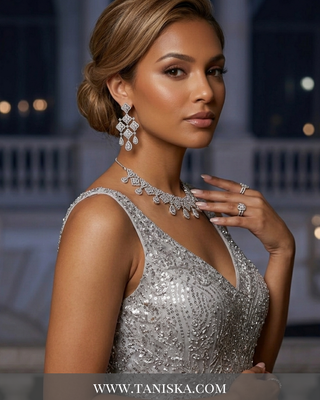 Cubic Zirconia Scalloped Bridal Set
