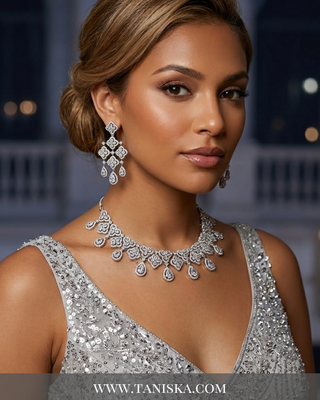 Cubic Zirconia Scalloped Bridal Set
